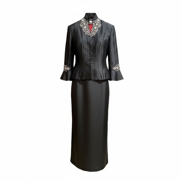 NWT Jovani Black Jacket dress with Silver EMBELLISHMENT size 10